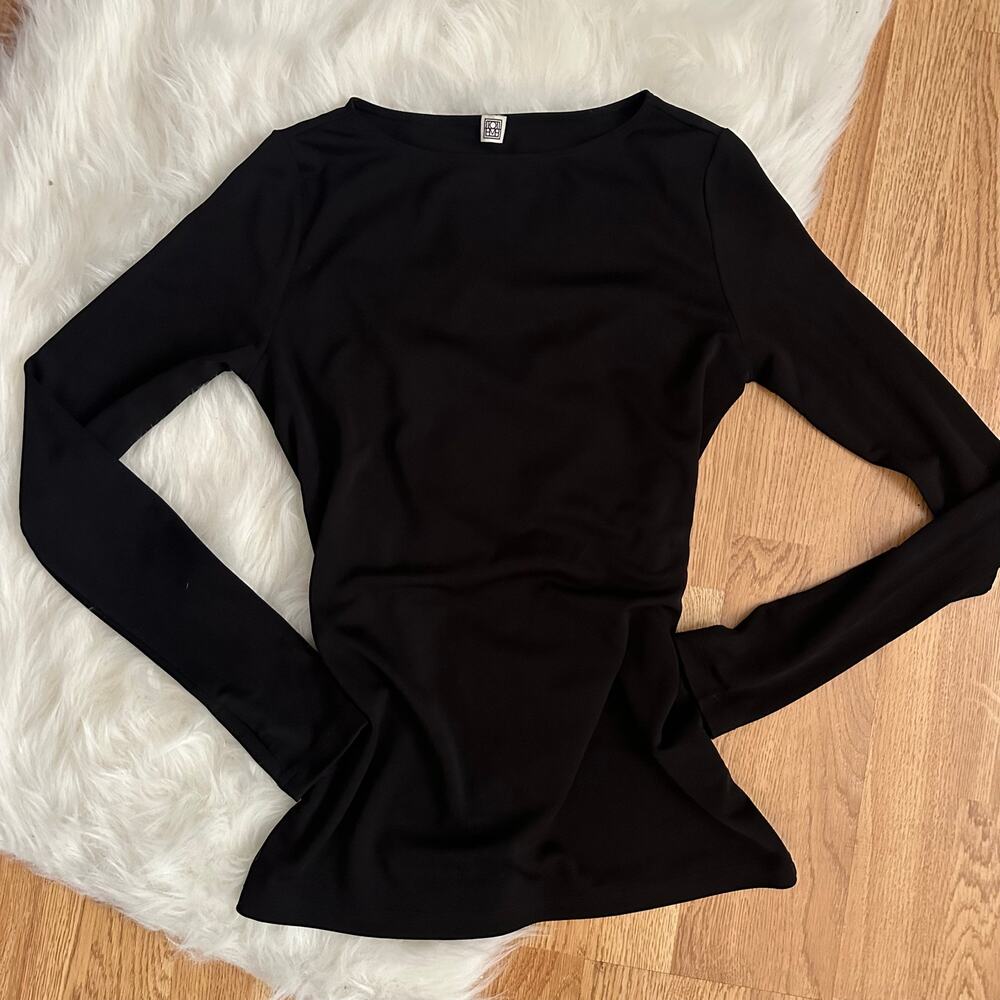 Toteme Black Boat Neck Long Sleeve Top